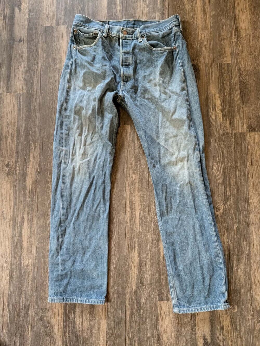 Vintage Levi's 501 Original Straight Fit Button Fly Jeans Distressed Size 34x34
